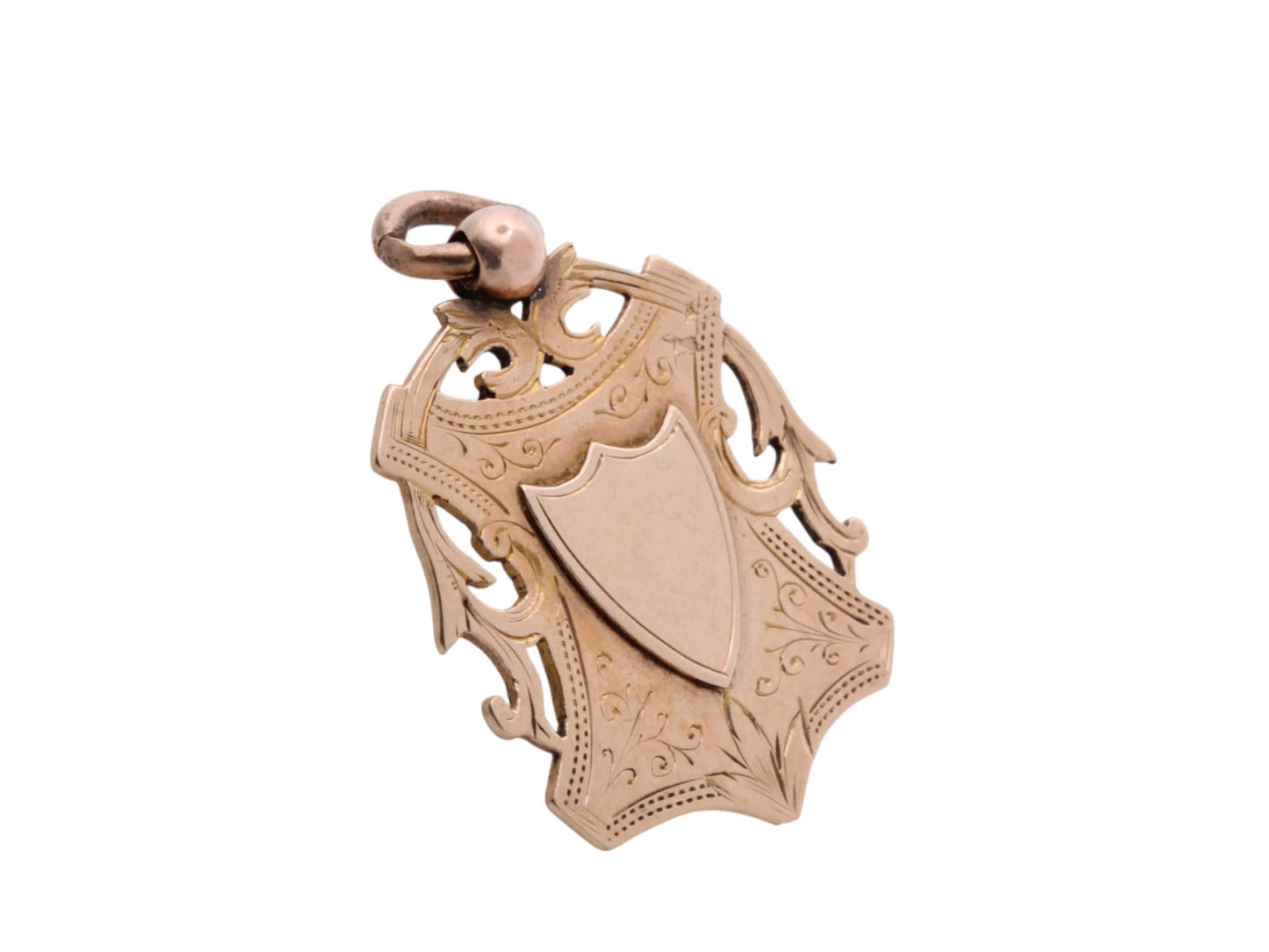 Antique 9ct Gold Shield Shape Pendant Fob, 7.8g
