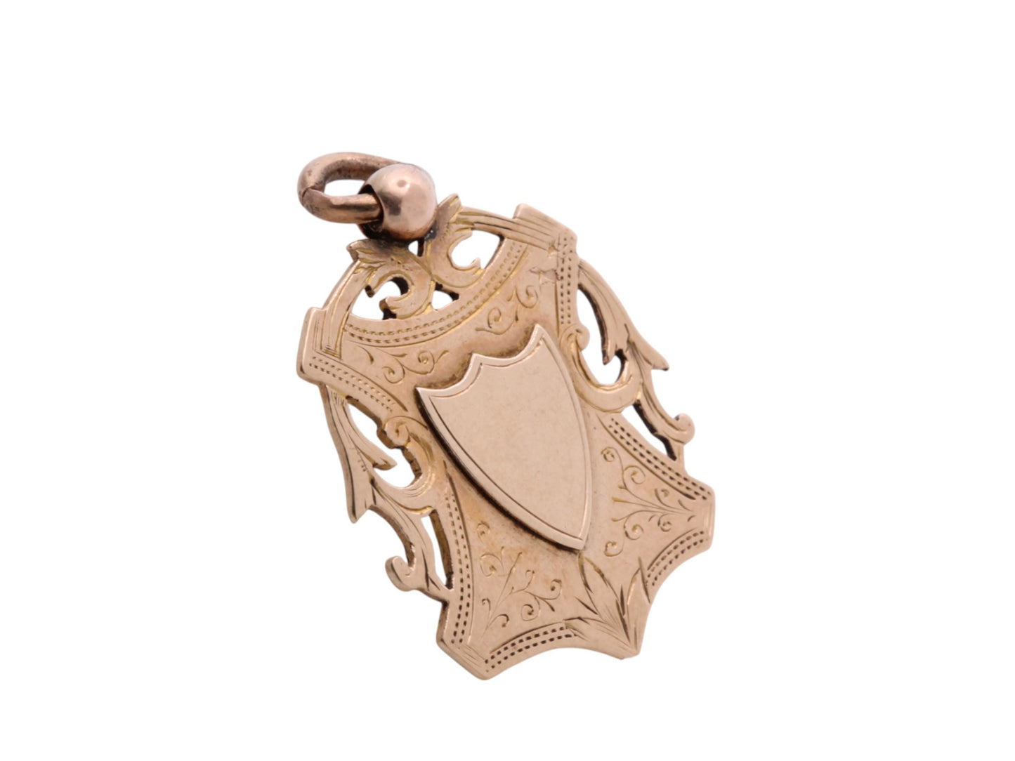 Antique 9ct Gold Shield Shape Pendant Fob, 7.8g