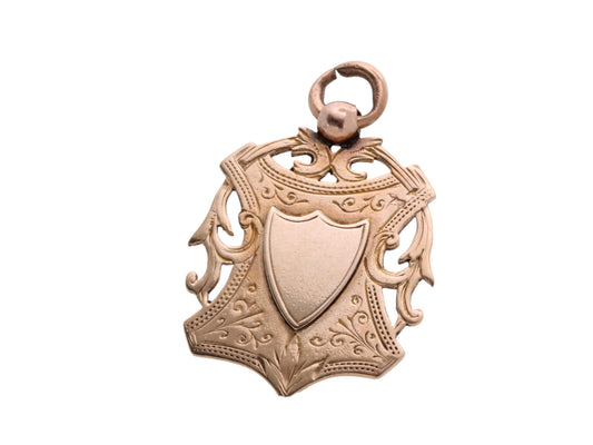 Antique 9ct Gold Shield Shape Pendant Fob, 7.8g