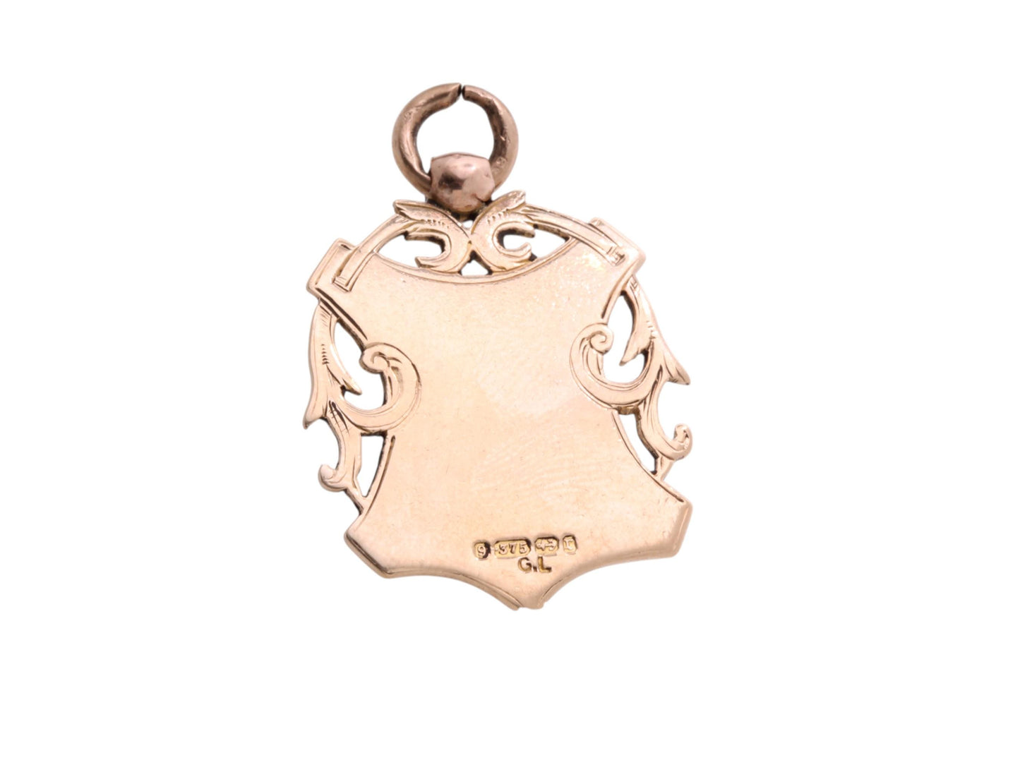 Antique 9ct Gold Shield Shape Pendant Fob, 7.8g