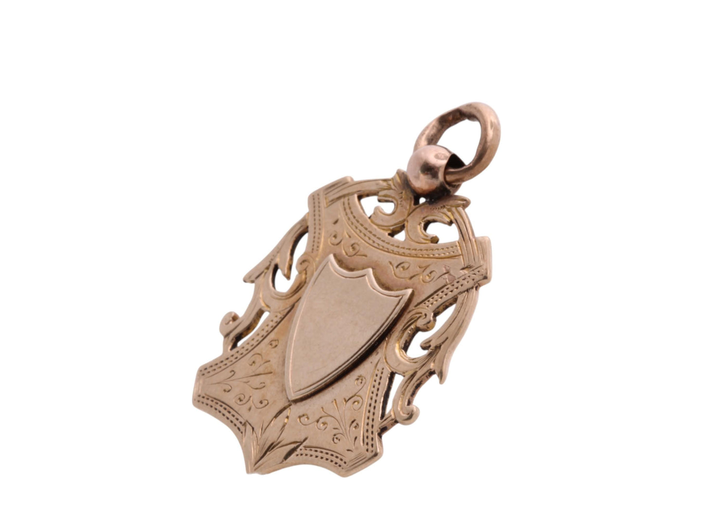 Antique 9ct Gold Shield Shape Pendant Fob, 7.8g