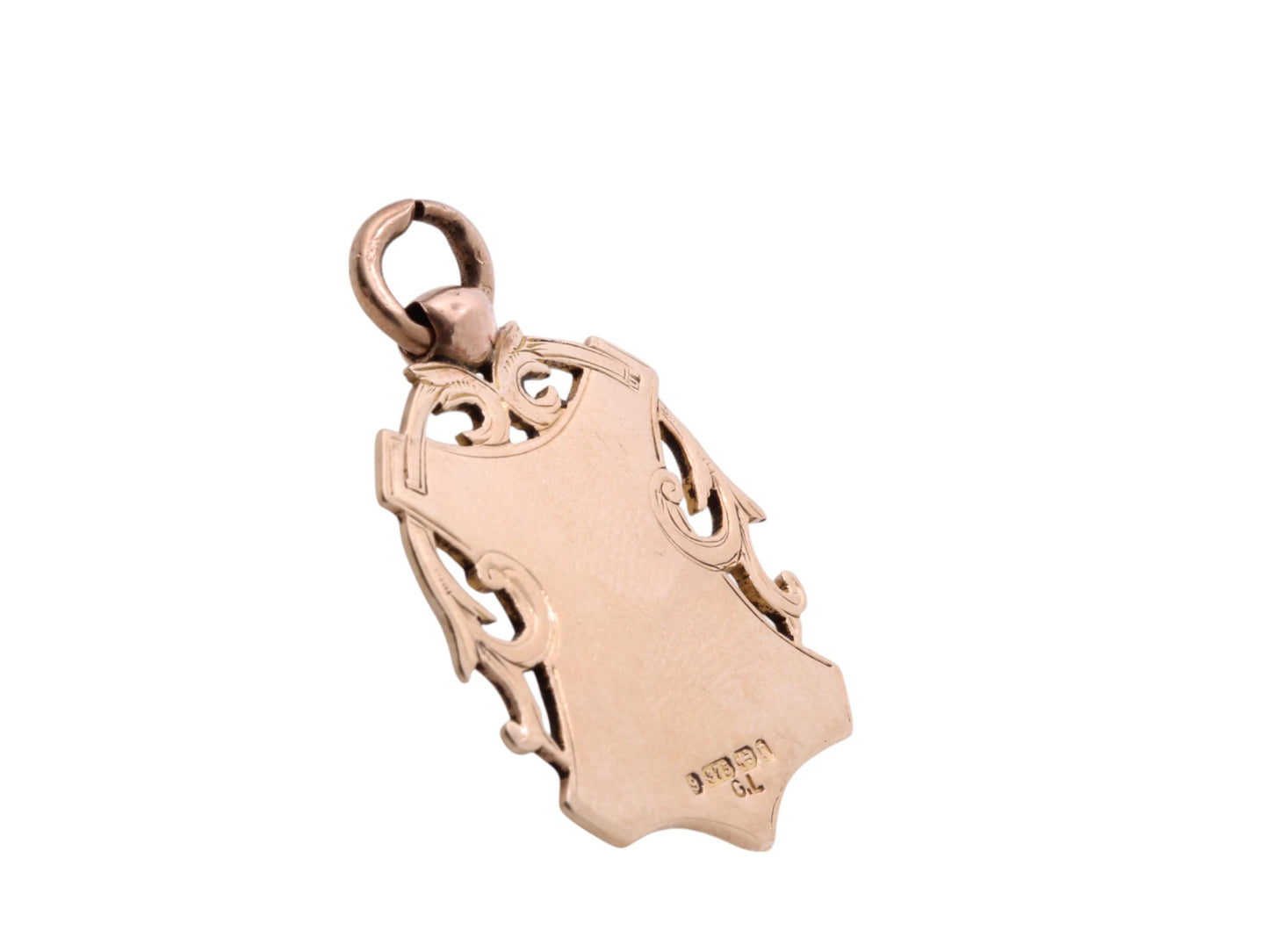 Antique 9ct Gold Shield Shape Pendant Fob, 7.8g