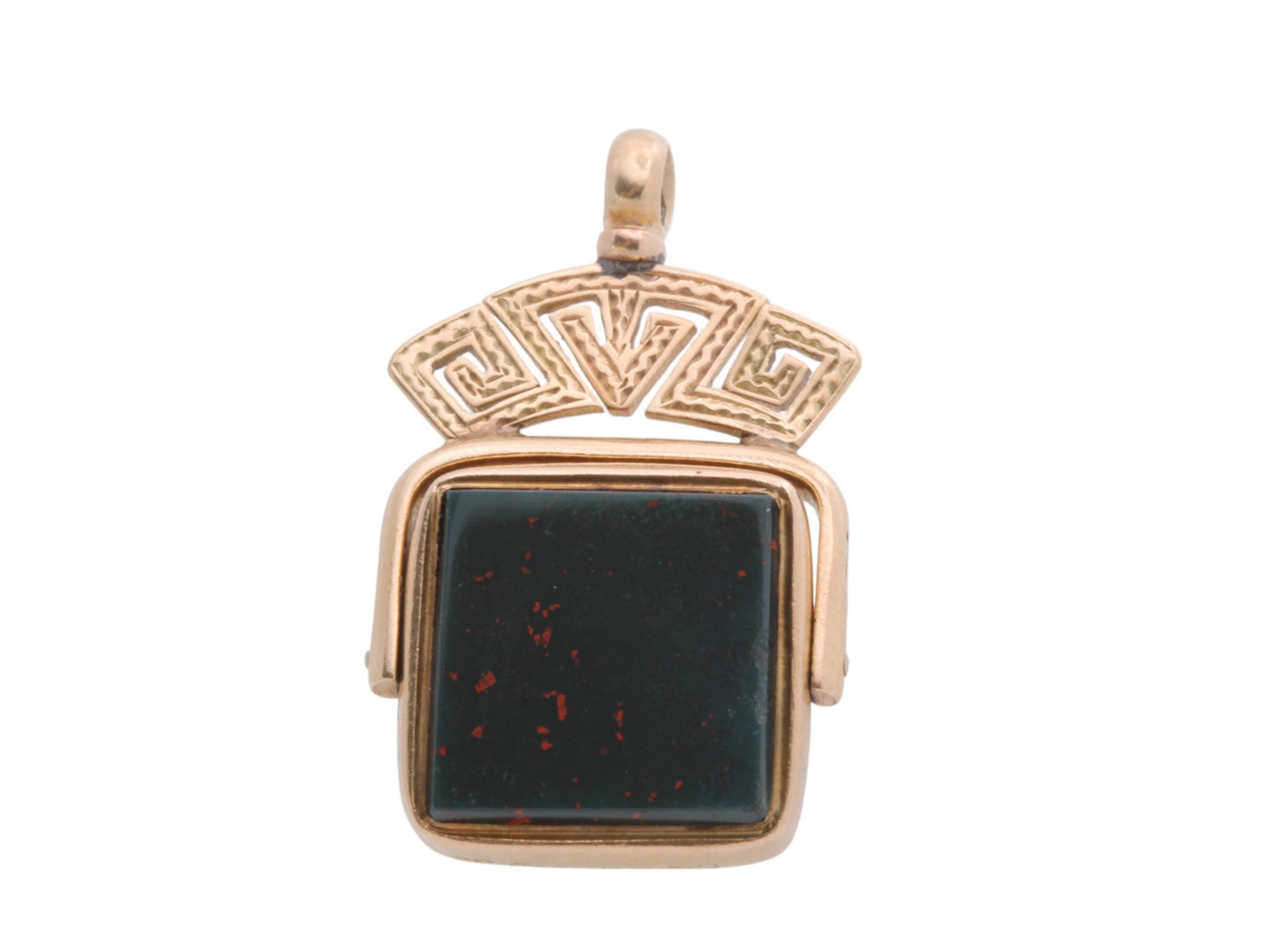 Antique 9ct Gold Bloodstone Carnelian Spinner Pendant