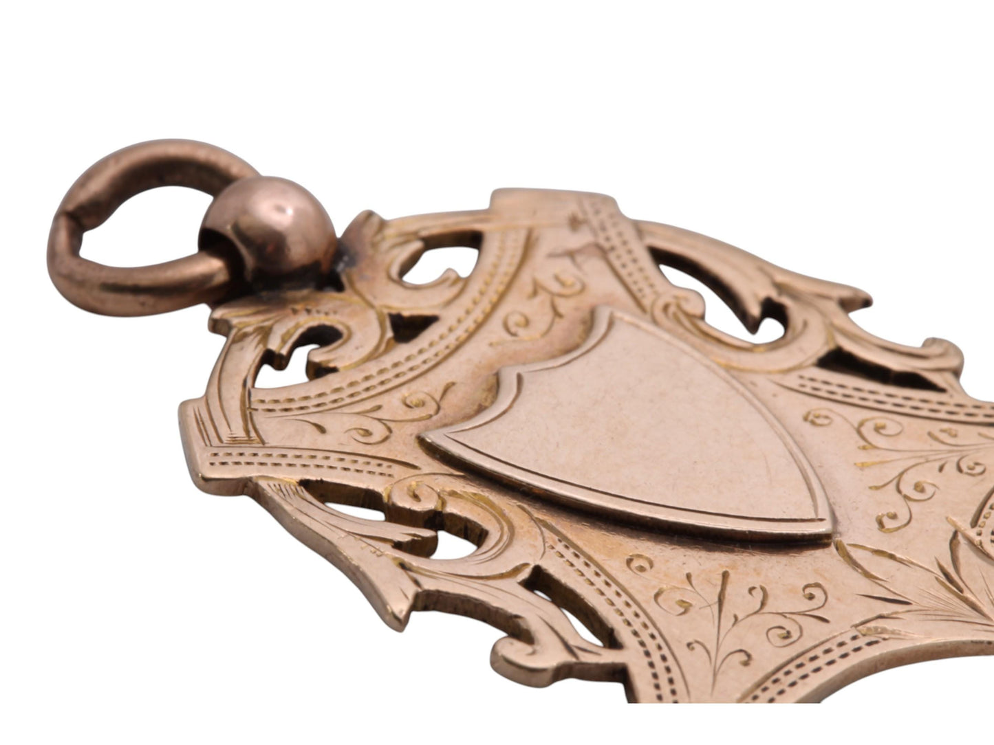 Antique 9ct Gold Shield Shape Pendant Fob, 7.8g