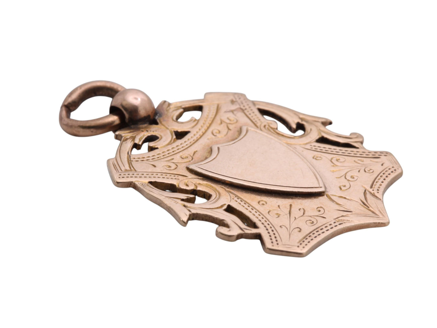 Antique 9ct Gold Shield Shape Pendant Fob, 7.8g