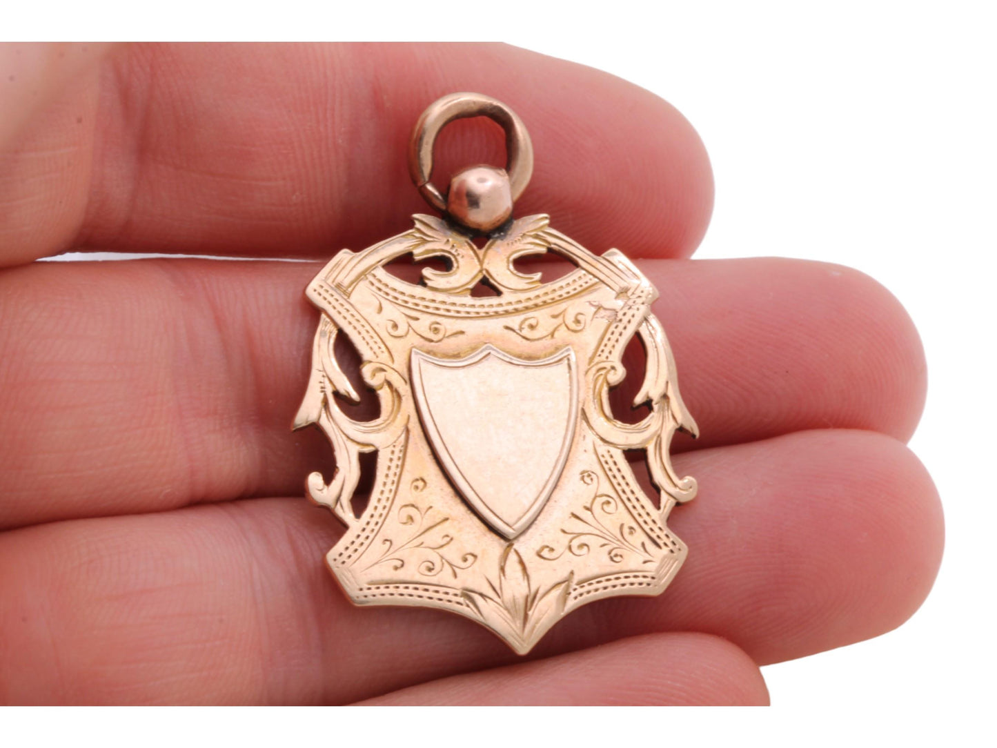 Antique 9ct Gold Shield Shape Pendant Fob, 7.8g