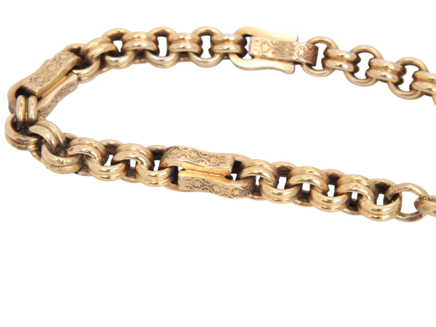 RESERVED Antique 9ct Gold Fancy Star Link Bracelet, 8"
