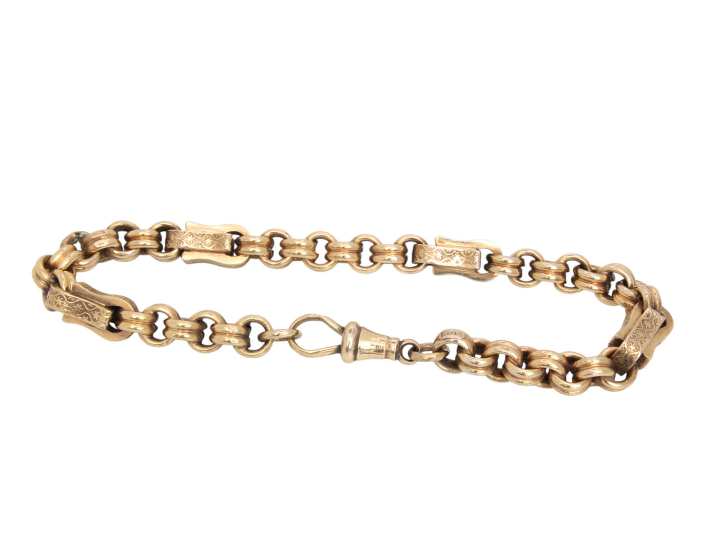 RESERVED Antique 9ct Gold Fancy Star Link Bracelet, 8"