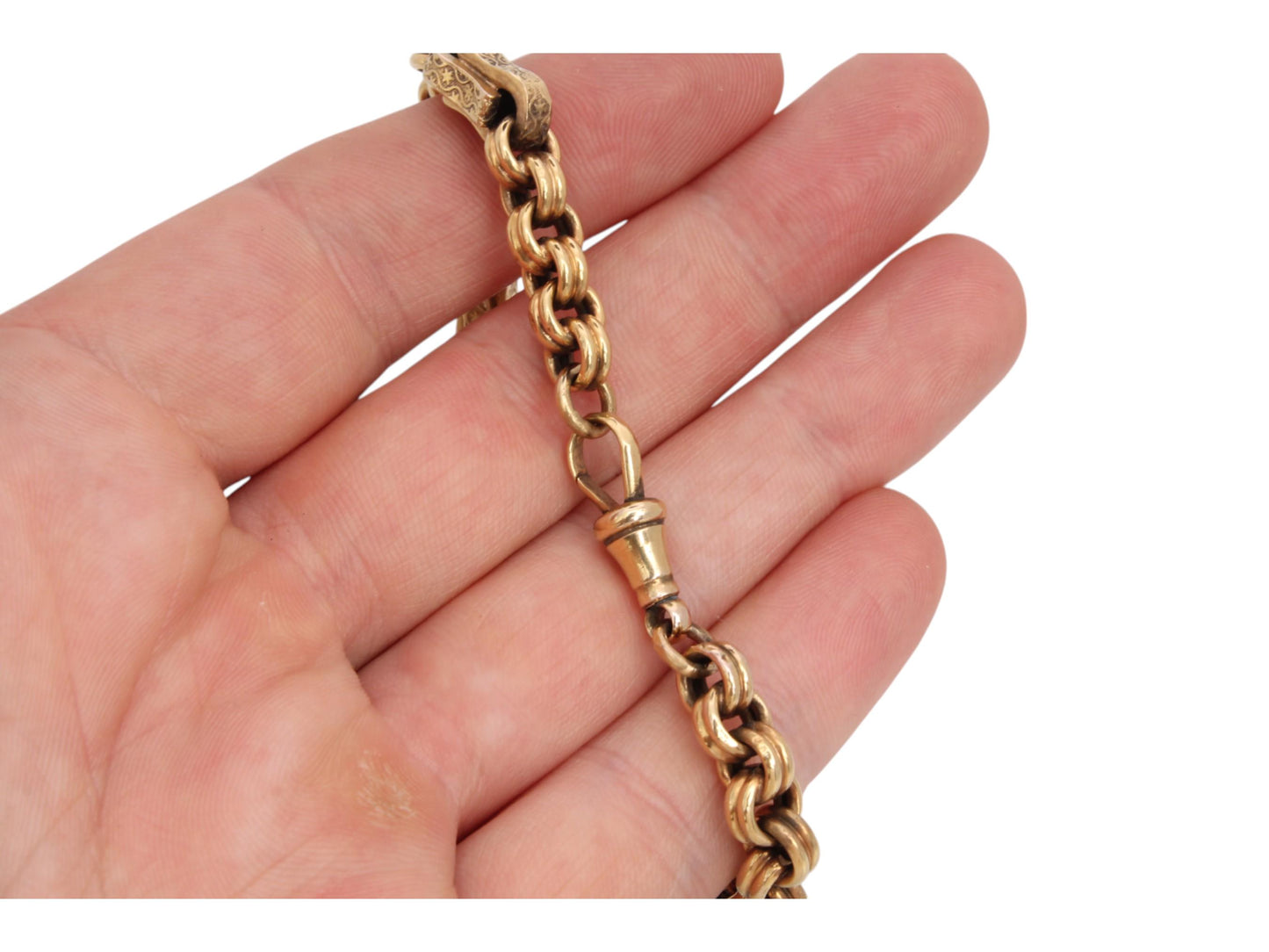 RESERVED Antique 9ct Gold Fancy Star Link Bracelet, 8"