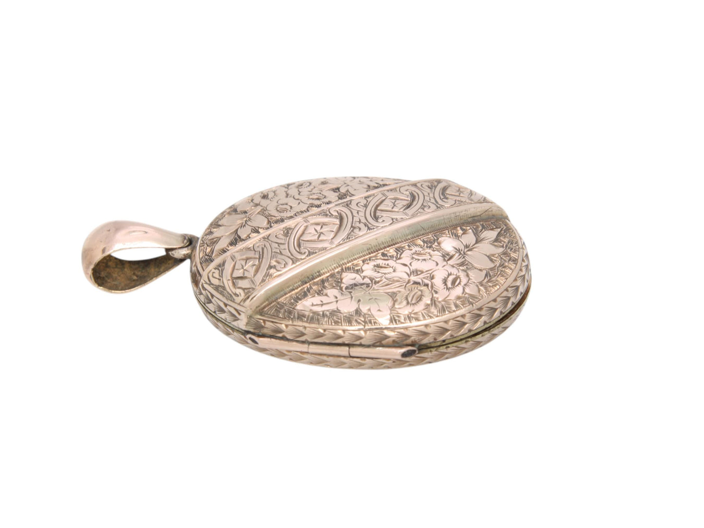 Antique 9ct Gold Chased Forget Me Not Floral Locket