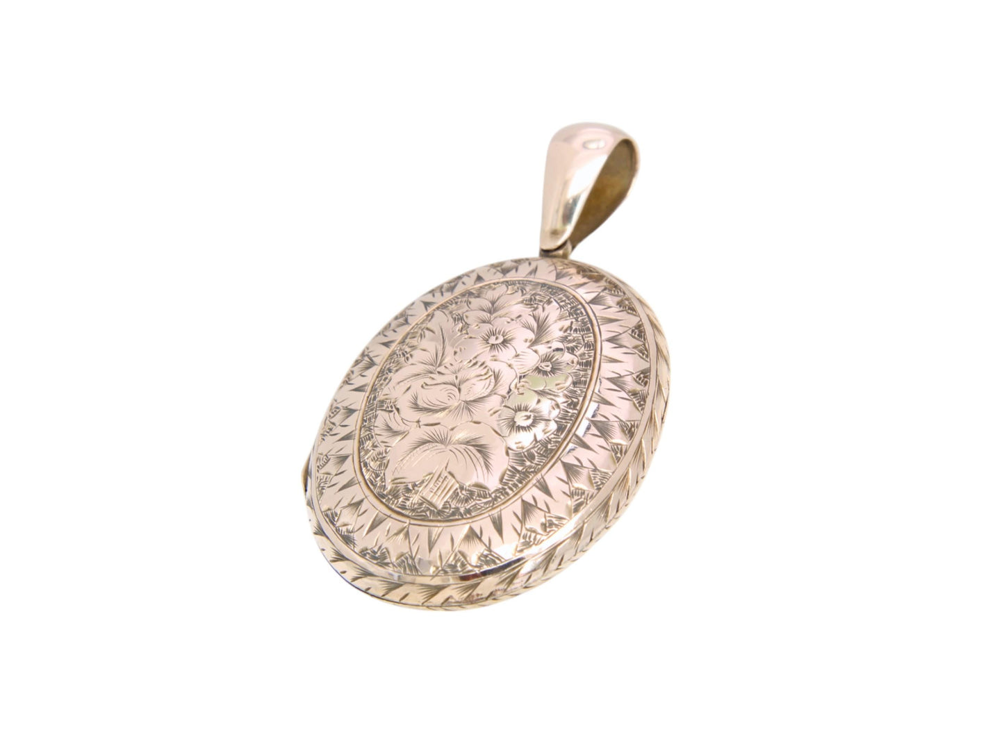 Antique 9ct Gold Chased Forget Me Not Locket