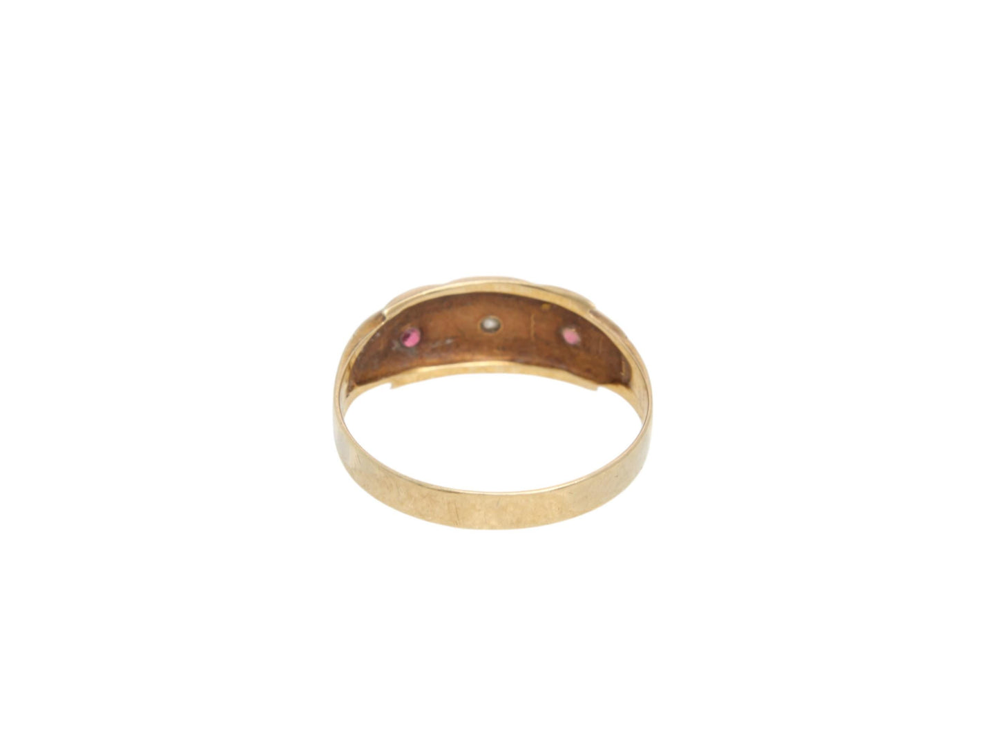 Antique 15ct Gold Diamond Ruby Gypsy Ring, 1904
