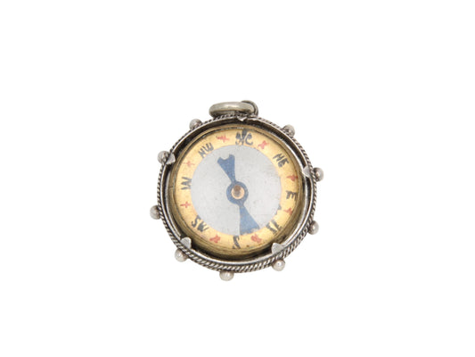 Antique Sterling Silver Compass Pendant, 1897