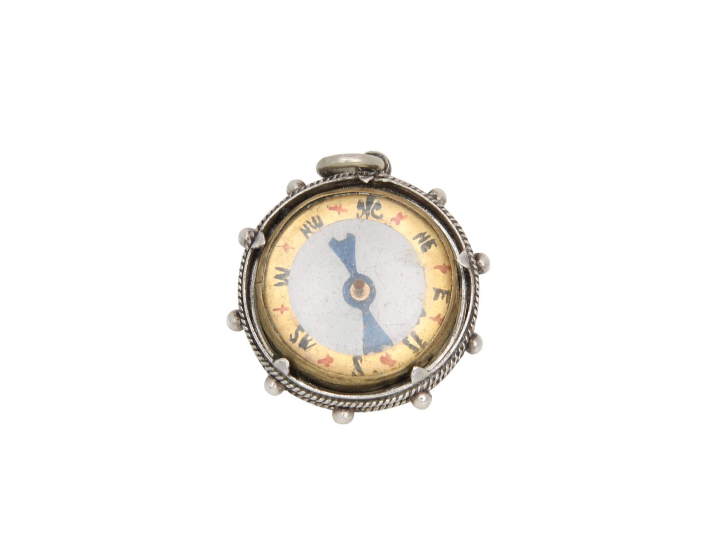 Antique Sterling Silver Compass Pendant, 1897