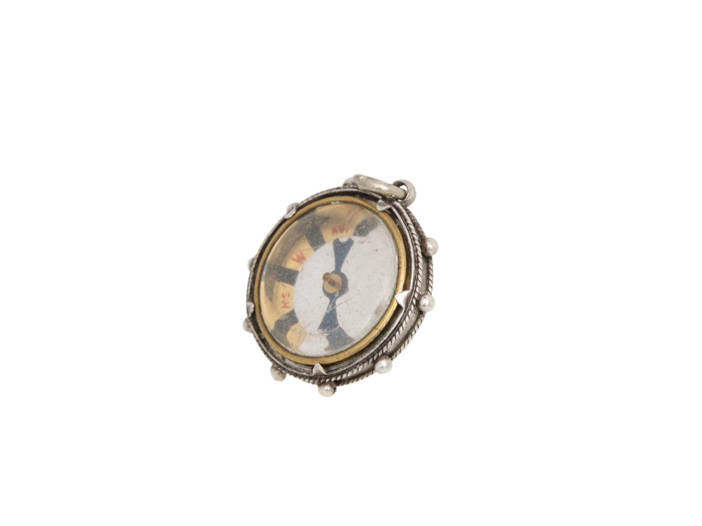 Antique Sterling Silver Compass Pendant, 1897