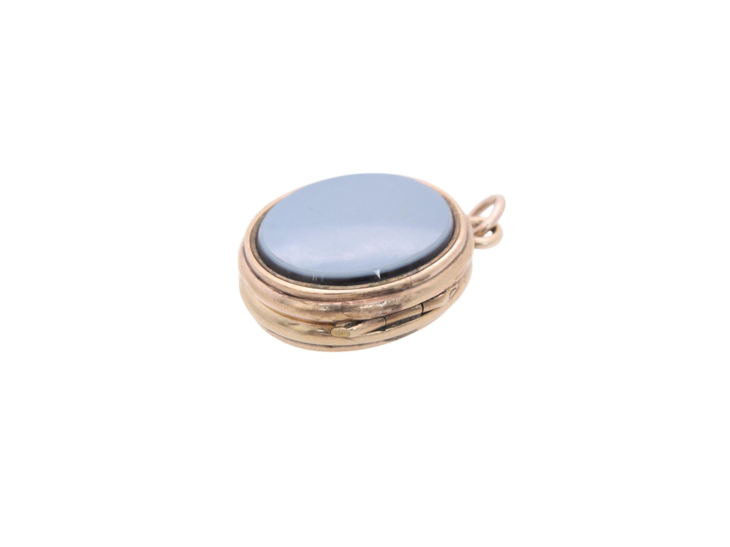 Antique 9ct Gold Bloodstone & Blue Sardonyx Locket