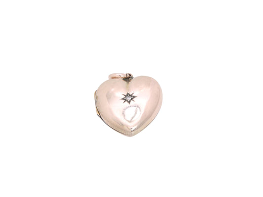 Antique 9ct Gold Heart Diamond Locket