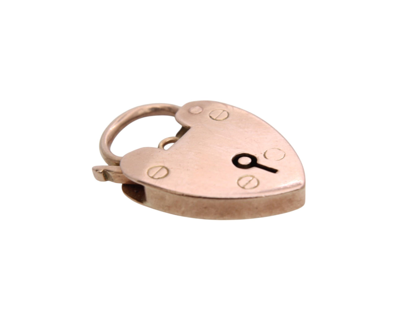Antique 9ct Rose Gold Heart Padlock Pendant