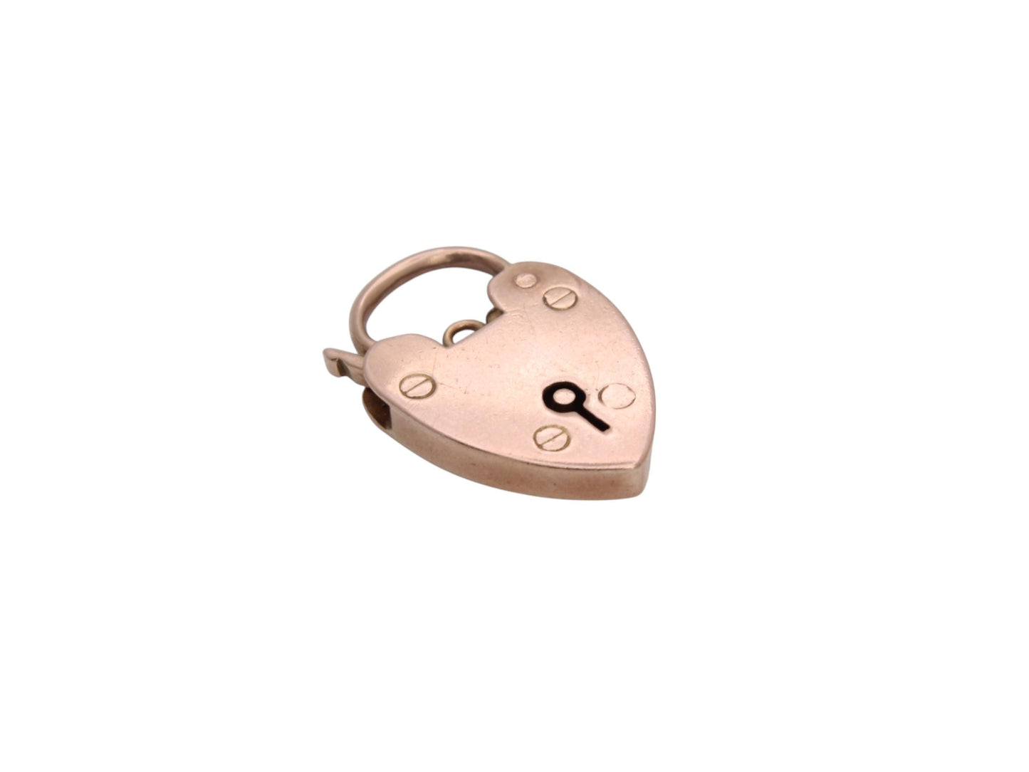 Antique 9ct Rose Gold Heart Padlock Pendant