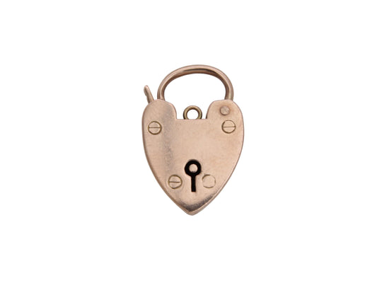 Antique 9ct Rose Gold Heart Padlock Pendant