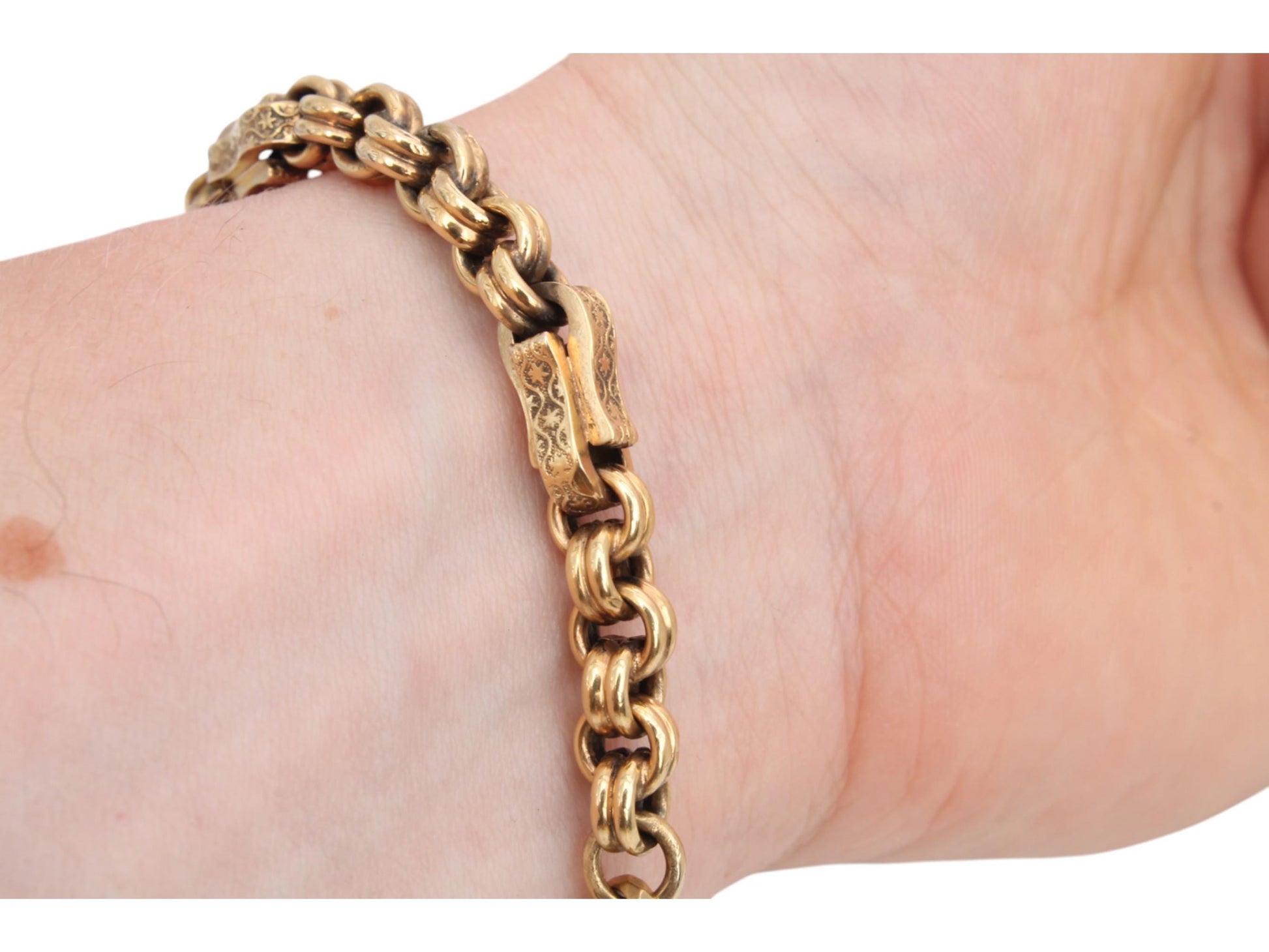 Antique-9ct-Gold-Fancy-Star-Link-Bracelet,-8"