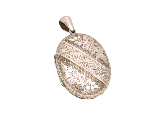 Antique 9ct Gold Chased Forget Me Not Floral Locket