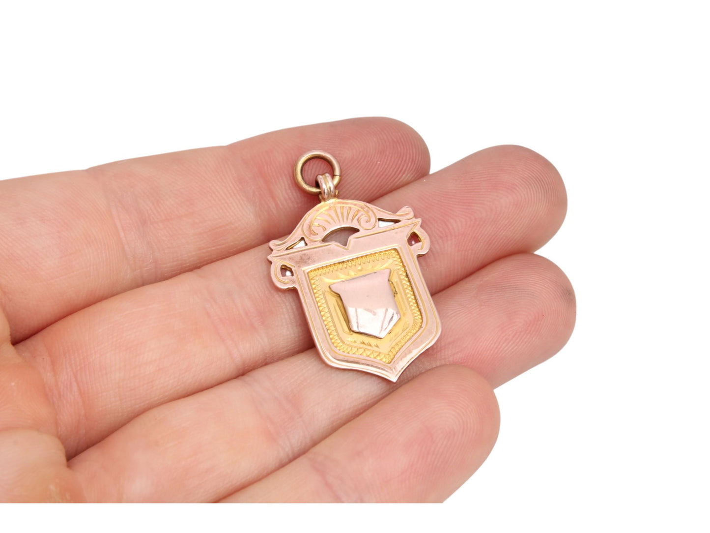 Antique 9ct Gold Shield Pendant, 1924