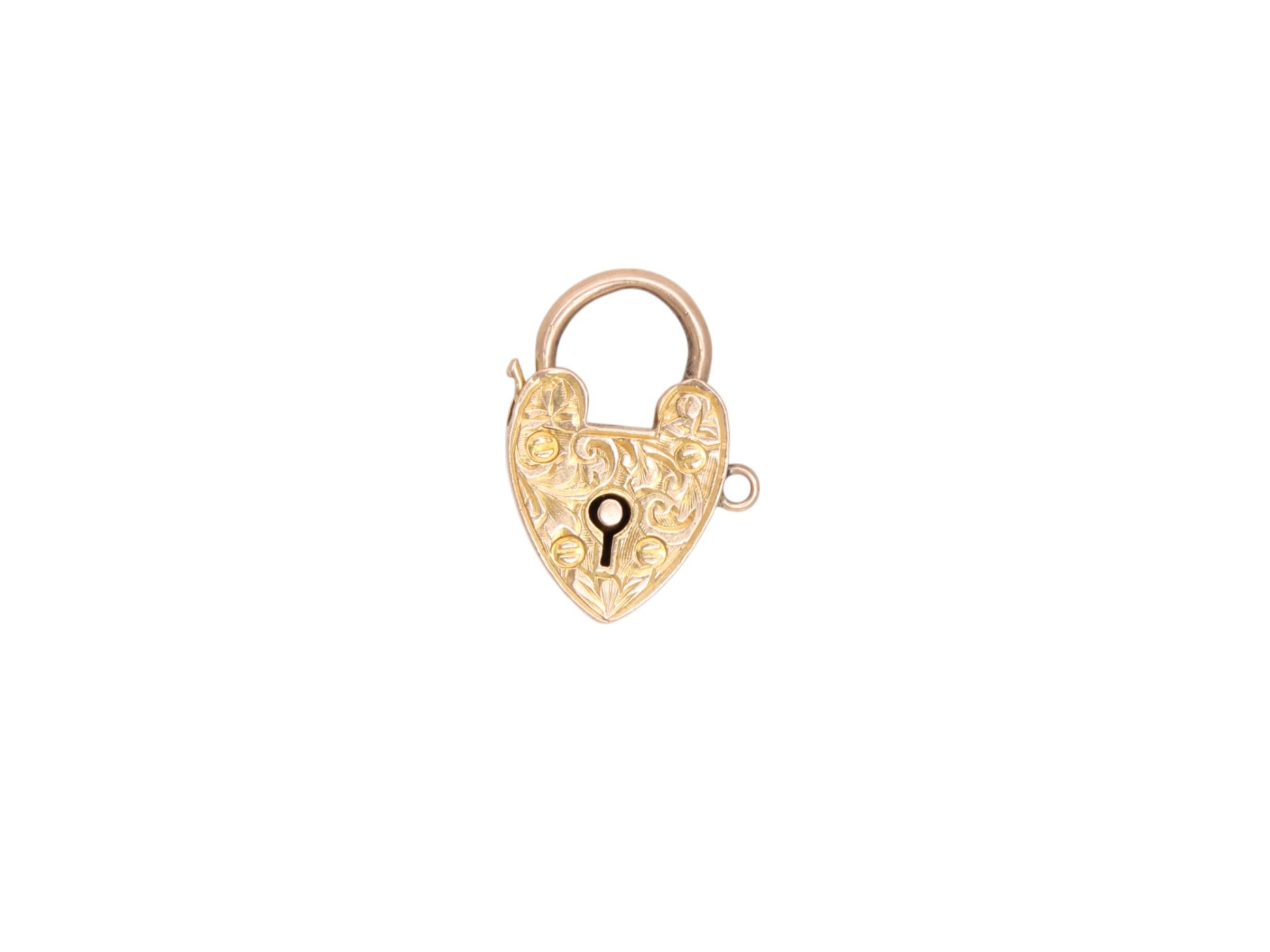 Antique-9ct-Gold-Chased-Heart-Padlock-Pendant