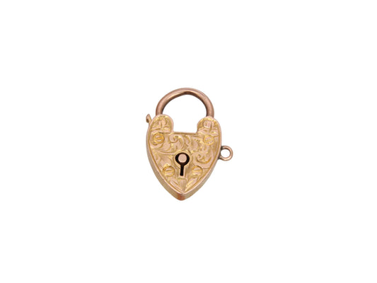 Antique 9ct Gold Chased Heart Padlock Pendant
