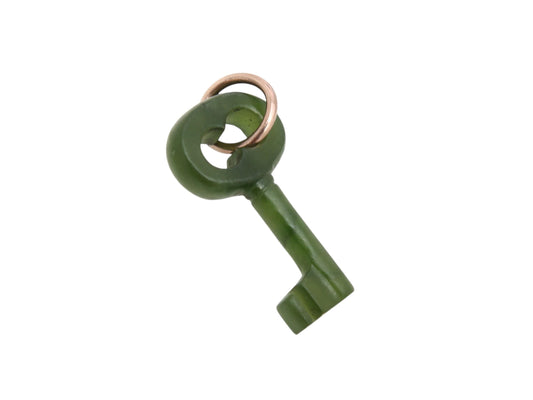 Antique Victorian New Zealand Nephrite Carved Key Pendant