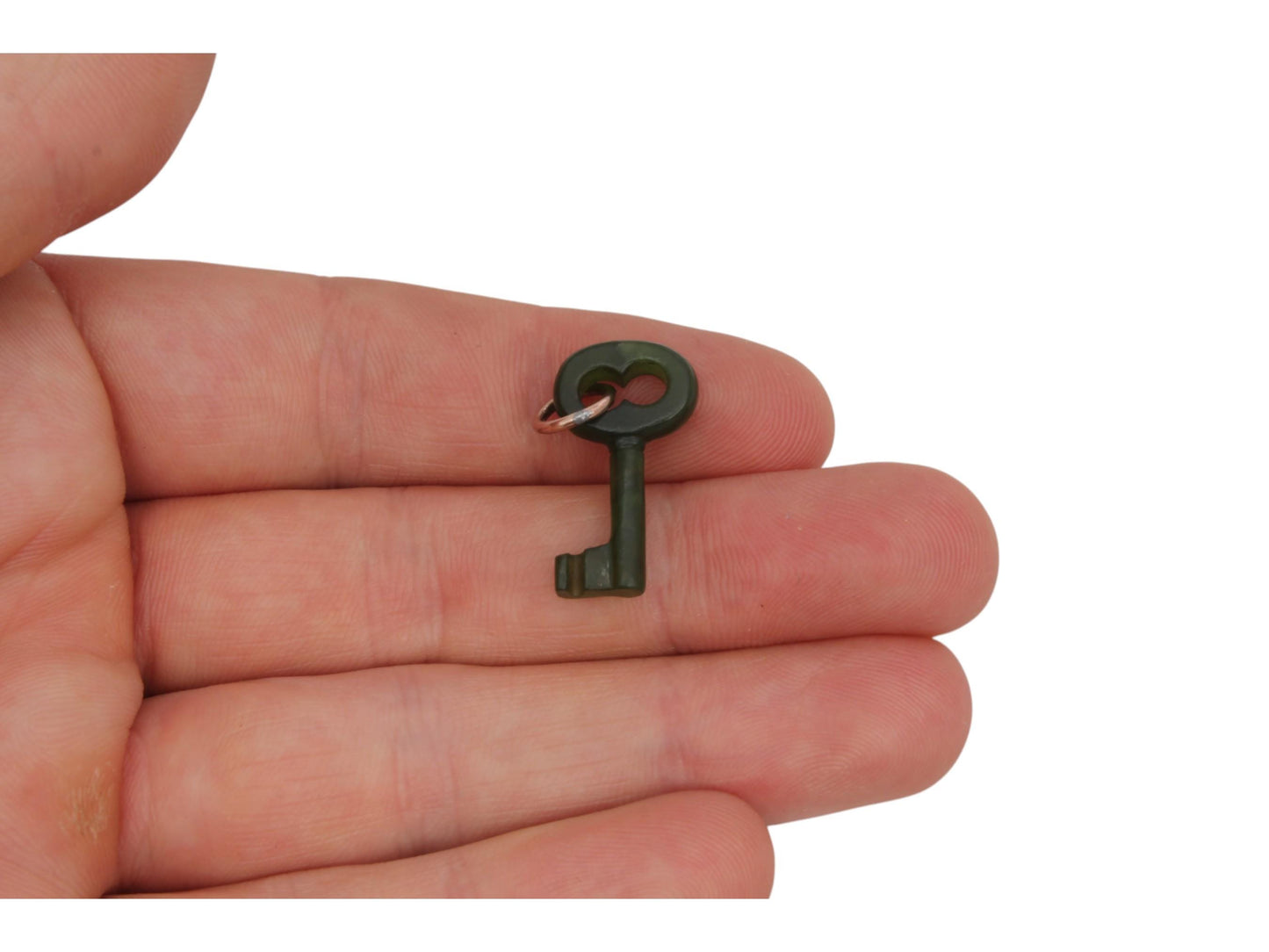 Antique Victorian New Zealand Nephrite Carved Key Pendant