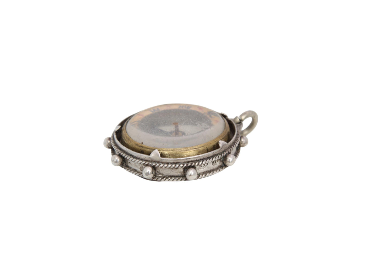 Antique Sterling Silver Compass Pendant, 1897