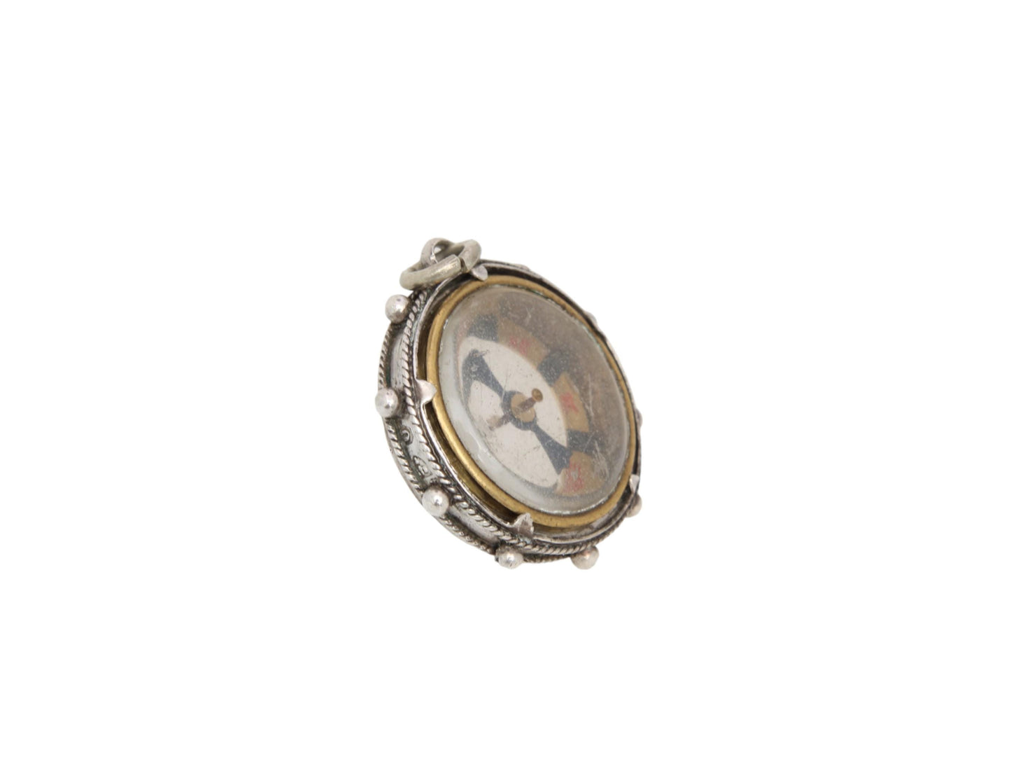 Antique Sterling Silver Compass Pendant, 1897