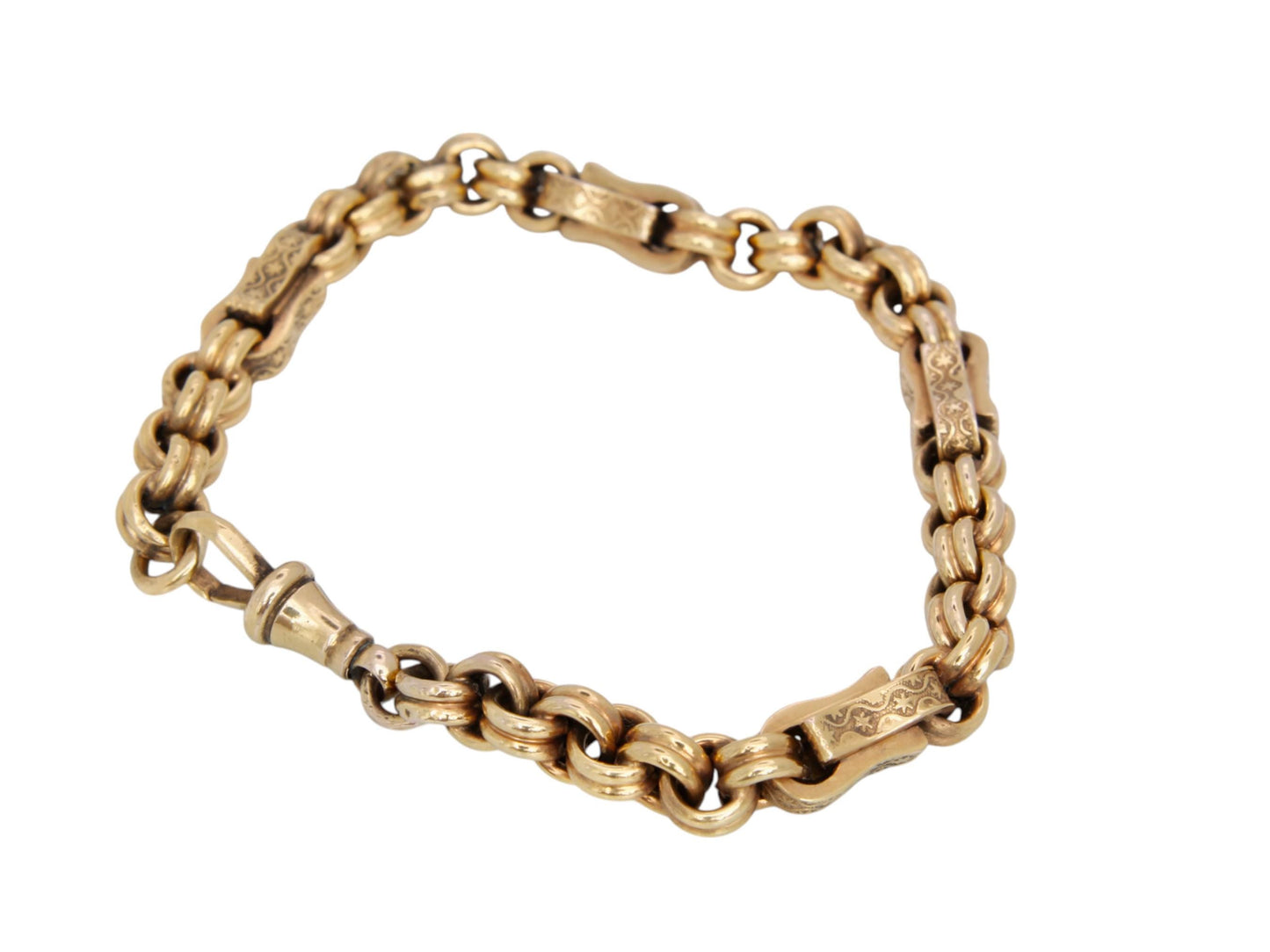 RESERVED Antique 9ct Gold Fancy Star Link Bracelet, 8"