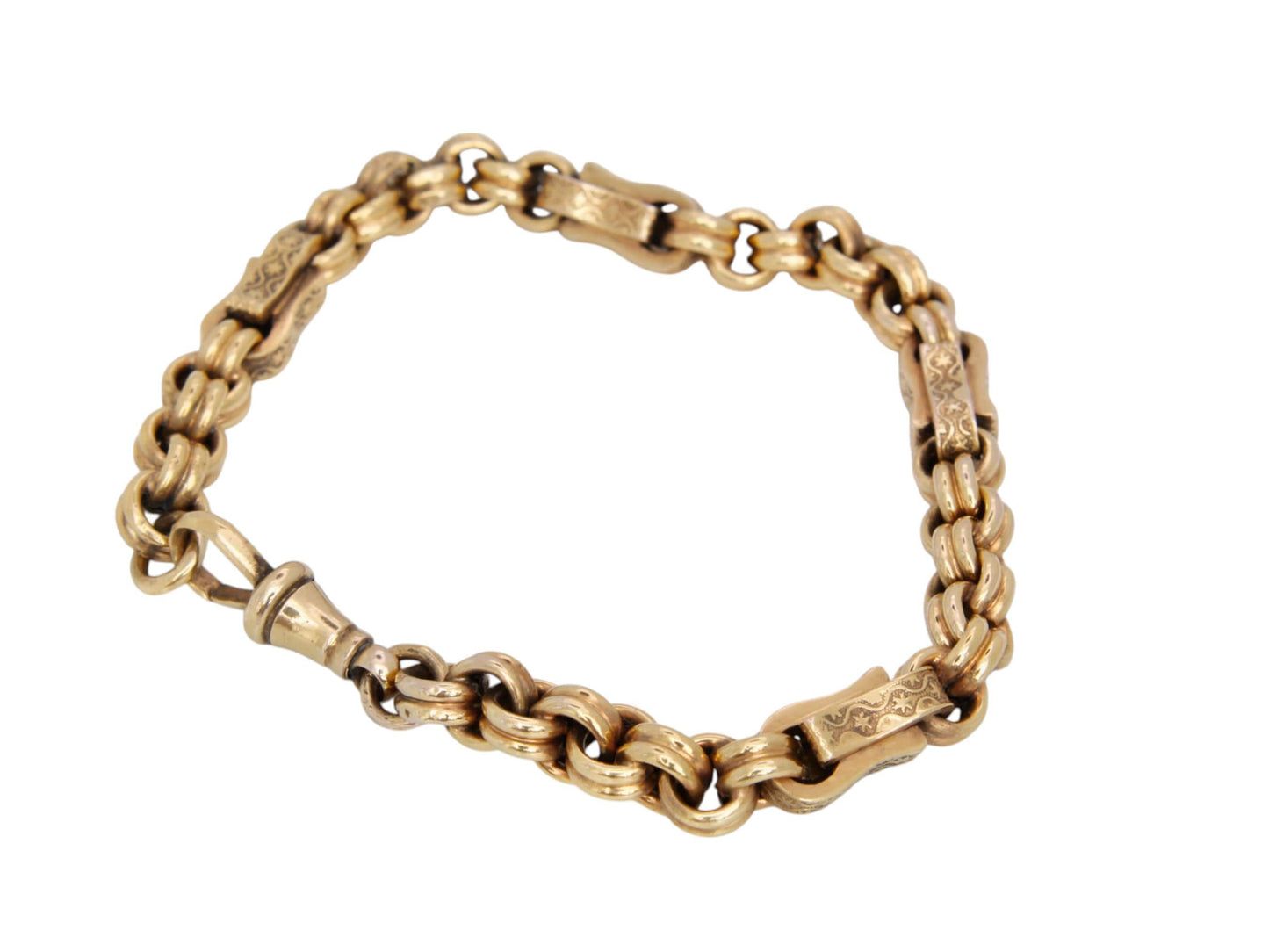 RESERVED Antique 9ct Gold Fancy Star Link Bracelet, 8"
