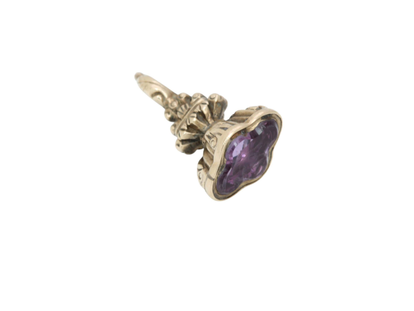 Antique 9ct Gold Amethyst Intaglio Bird With Letter Pendant Seal