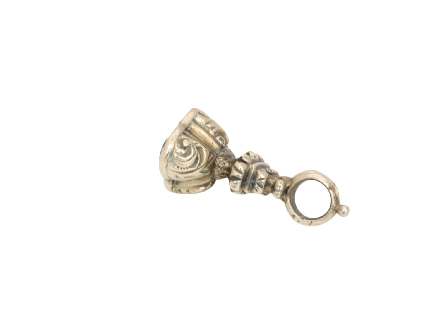 Antique 9ct Gold Amethyst Intaglio Bird With Letter Pendant Seal