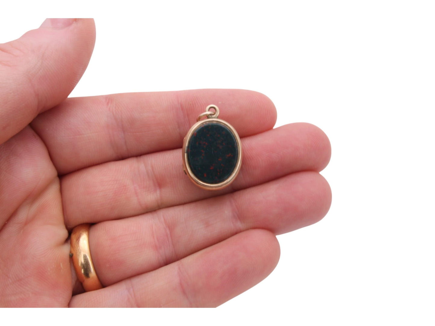 Antique 9ct Gold Bloodstone & Blue Sardonyx Locket
