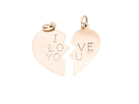 Vintage 9ct Gold Heart 'I LOVE YOU' Pendant
