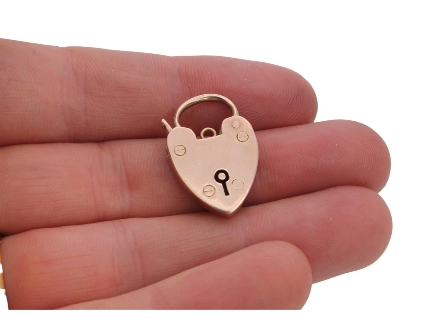 Antique 9ct Rose Gold Heart Padlock Pendant