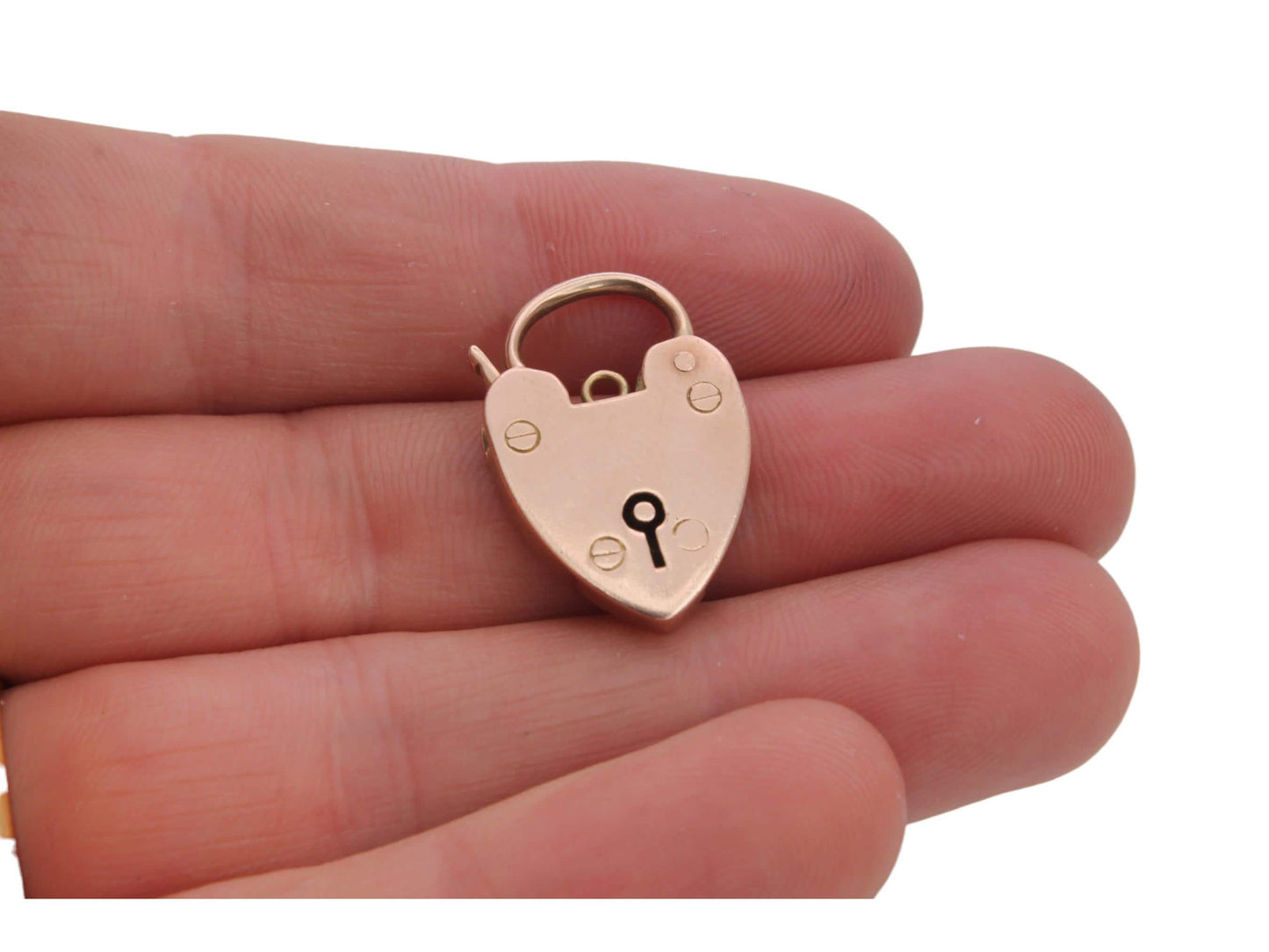 Antique 9ct Rose Gold Heart Padlock Pendant