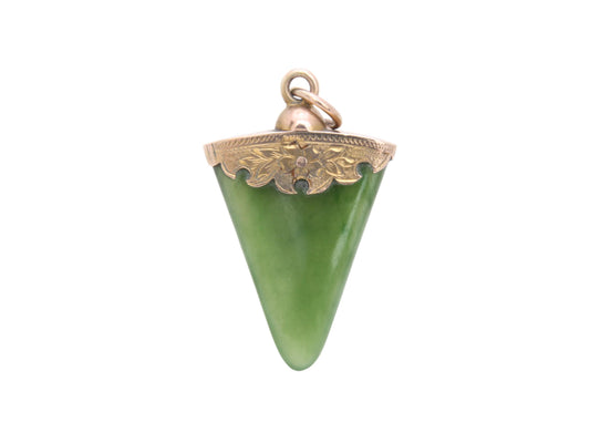 Antique 9ct Gold New Zealand Nephrite Pendant