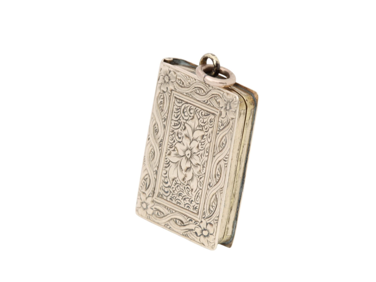 Antique 9ct Gold Forget Me Not Book Shaped Locket