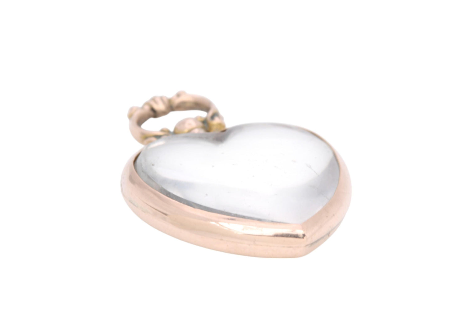 Antique 9ct Gold Glass Heart Locket Pendant