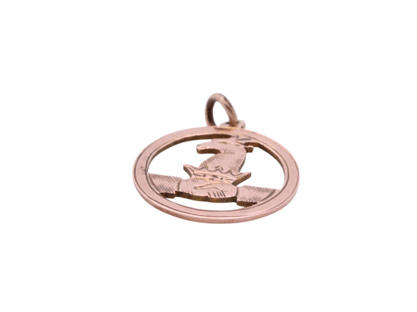 Antique 9ct Rose Gold Heraldic Stag Pendant