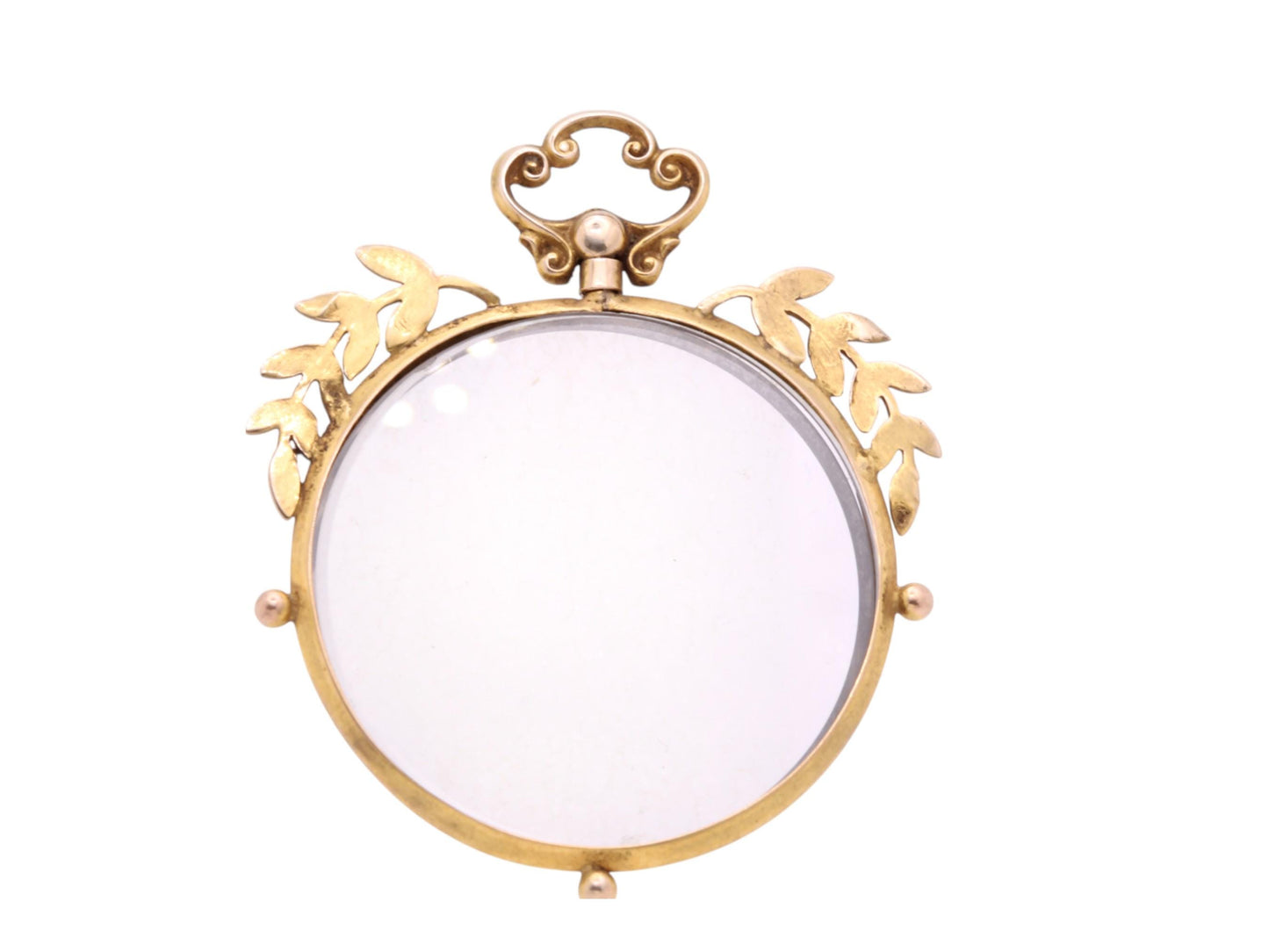 Antique 9ct Gold Open Face Glass Locket Pendant