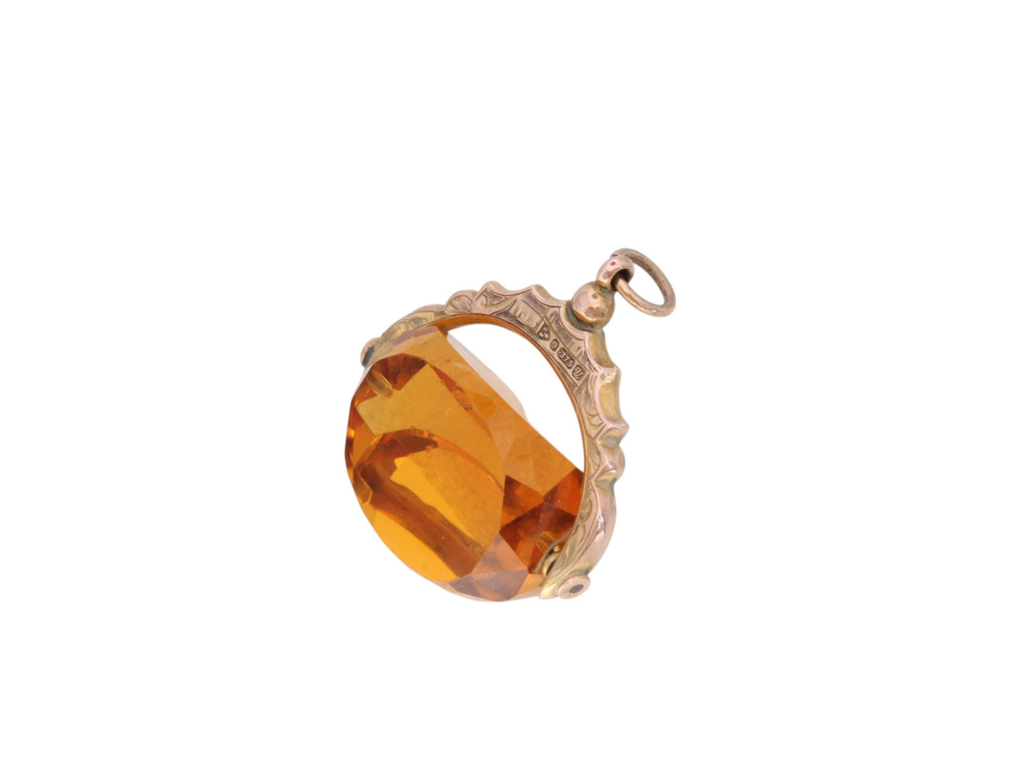 Antique 9ct Gold Citrine Spinner Pendant