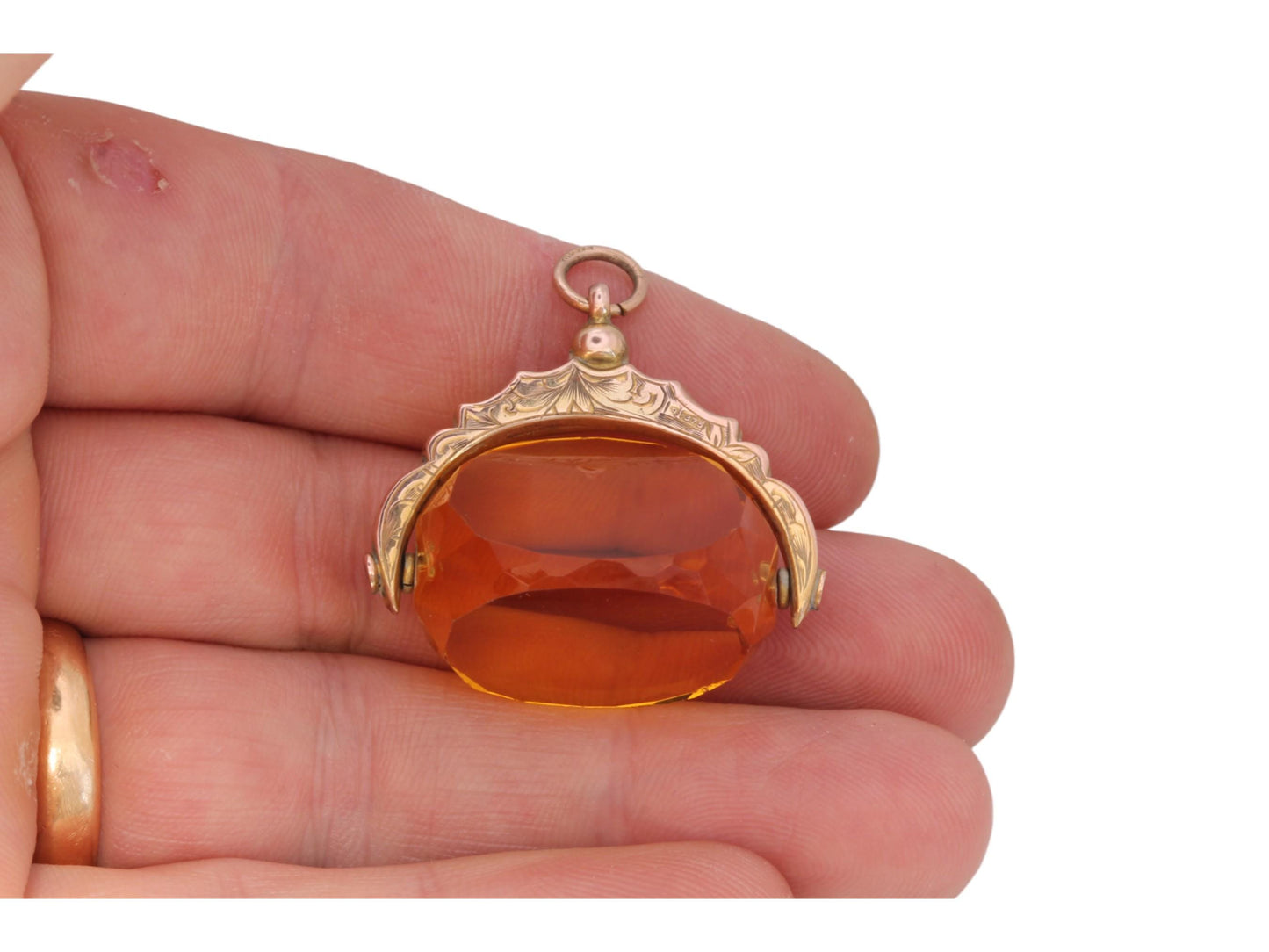 Antique 9ct Gold Citrine Spinner Pendant