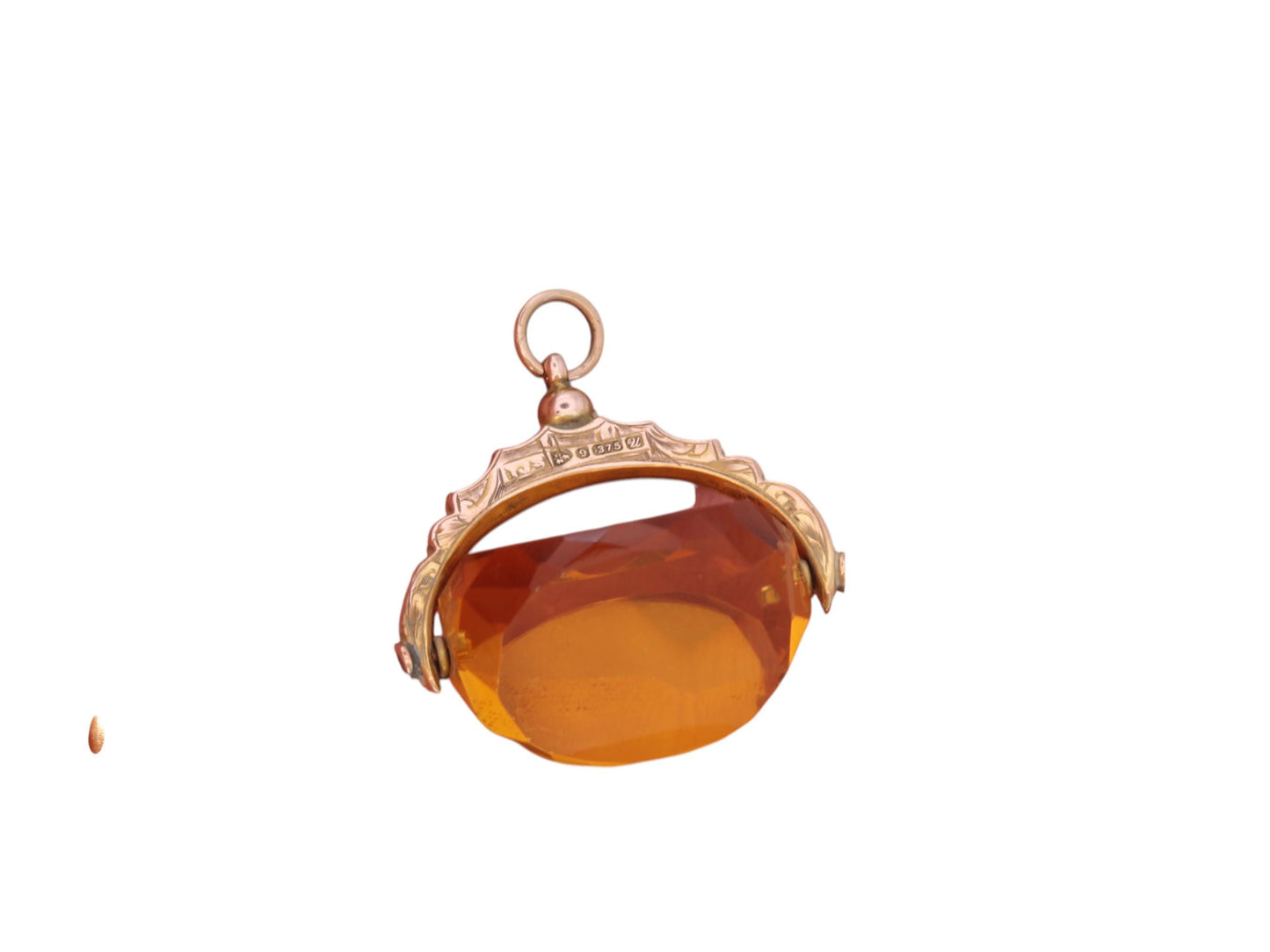 Antique 9ct Gold Citrine Spinner Pendant
