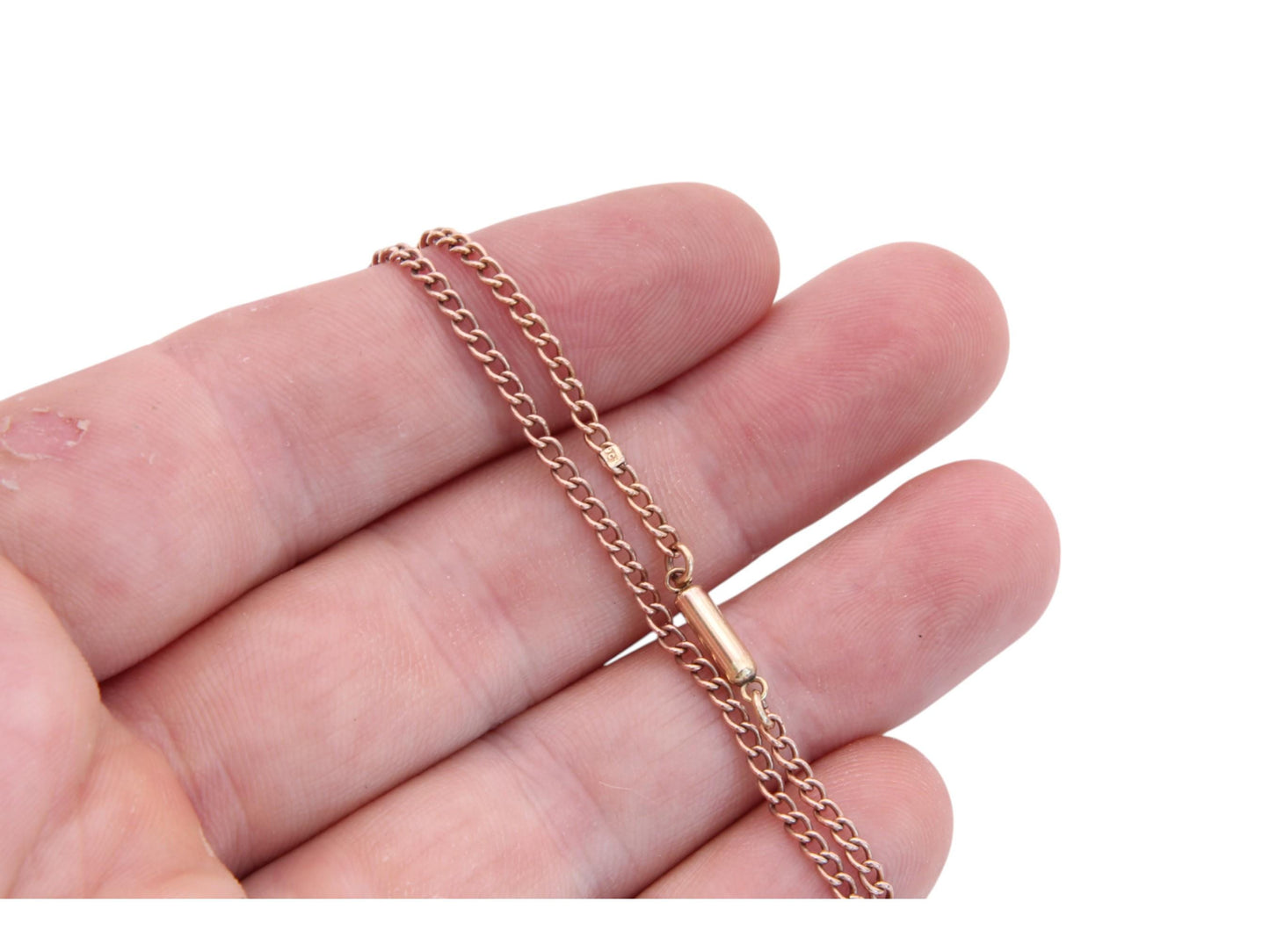 Antique 9ct Gold Curb Link Necklace, 17"